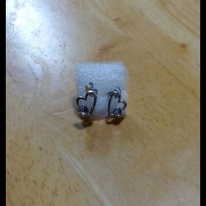 Heart Crystal Silver Stud Earrings